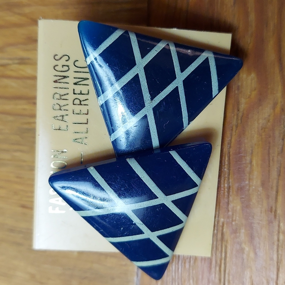 Vintage Blue and White Interpur Earrings